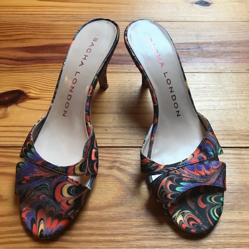 Sacha London Mulit-Colored Mules Heels, EUC, 8